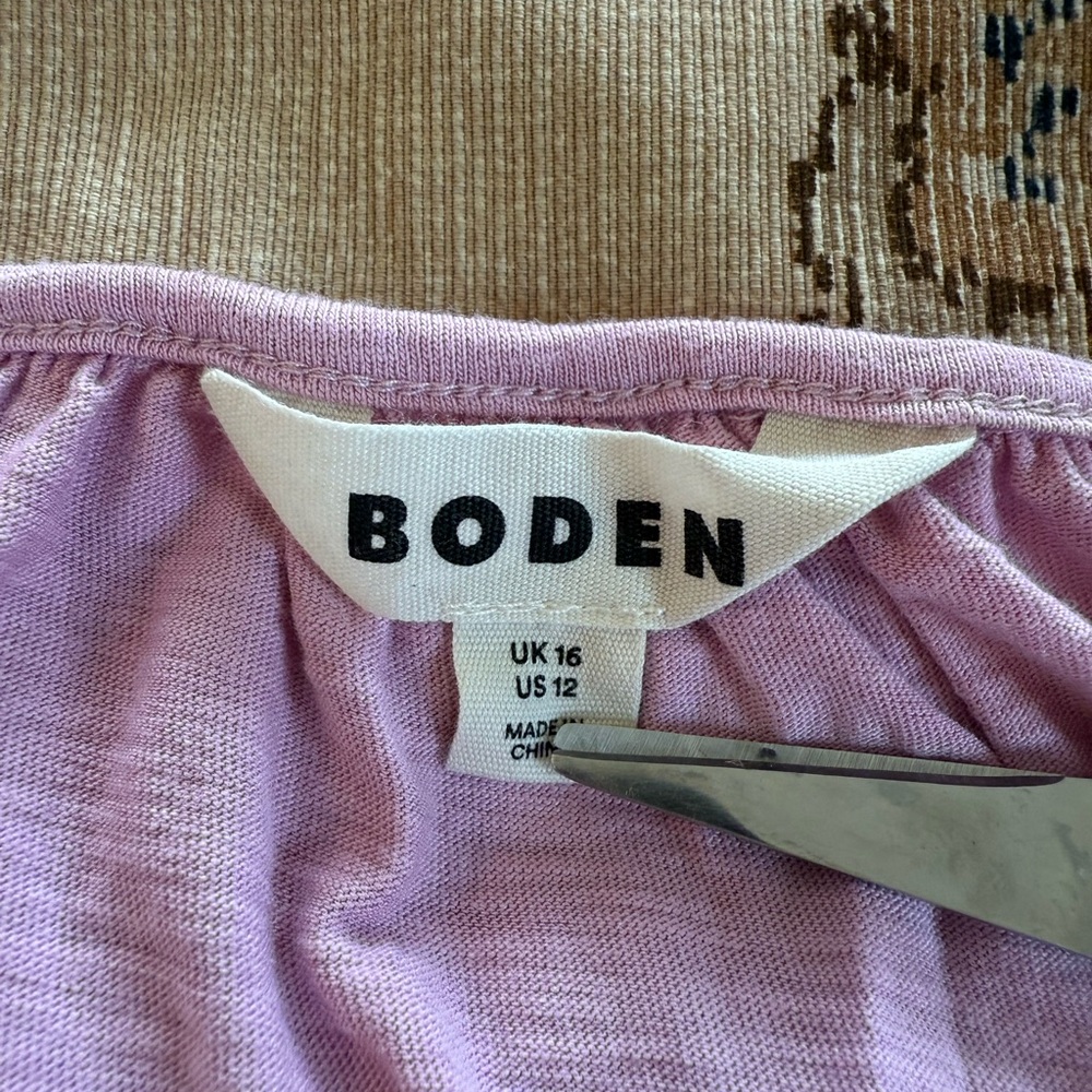Boden Pink Puff-Sleeve Peasant Top Lavender - Picture 3 of 7